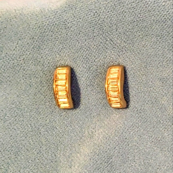 Vintage Christian Dior Rhinestone Baguette Earrings - Picture 1 of 2